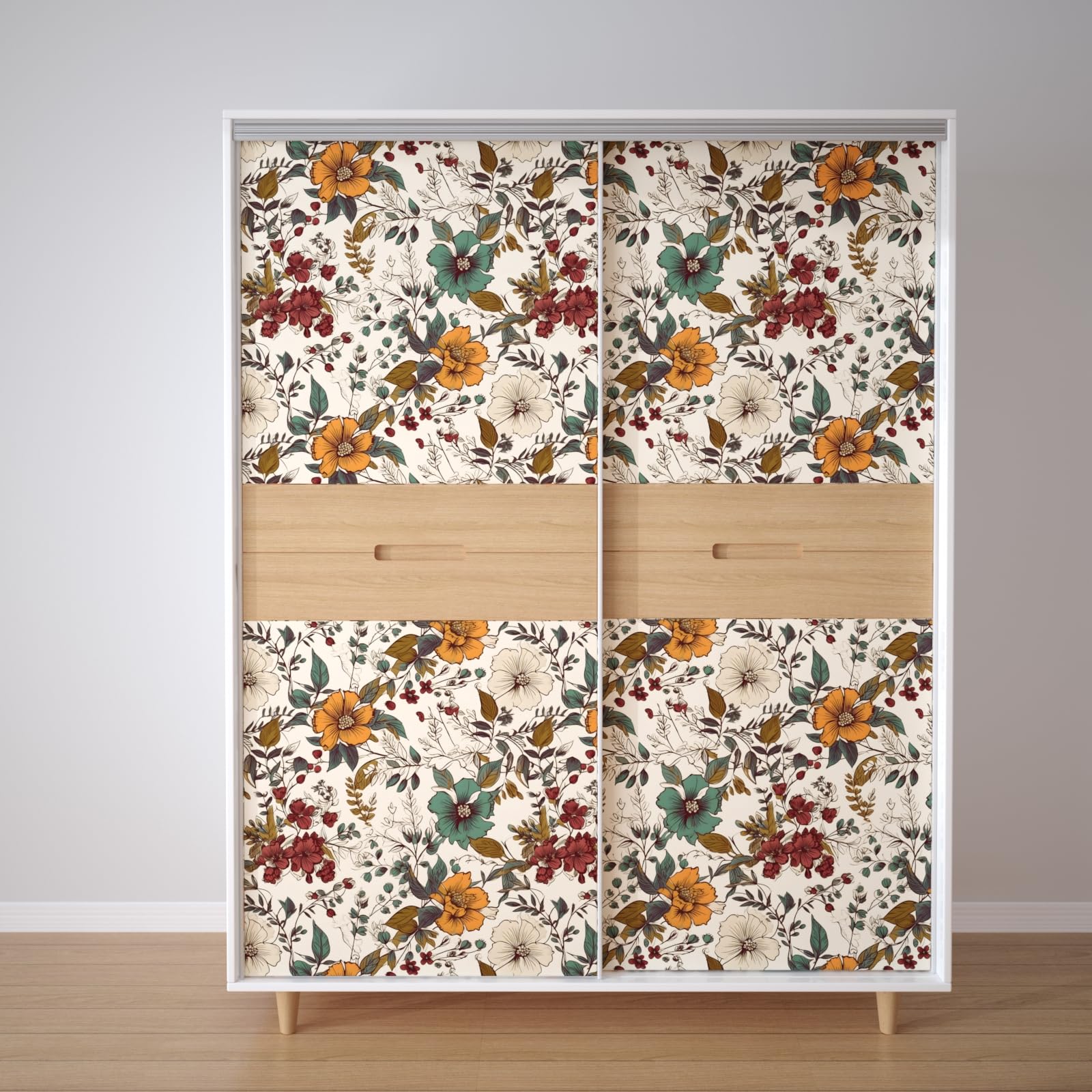 Yellow Floral Wallpaper Peel and Stick Wallpaper Vinyl Wallpaper Stick and Peel Colorful Contact Paper for Cabinets Waterproof Self Adhesive Wall Paper for Kitchen Countertop Wall 17.5" x 393"