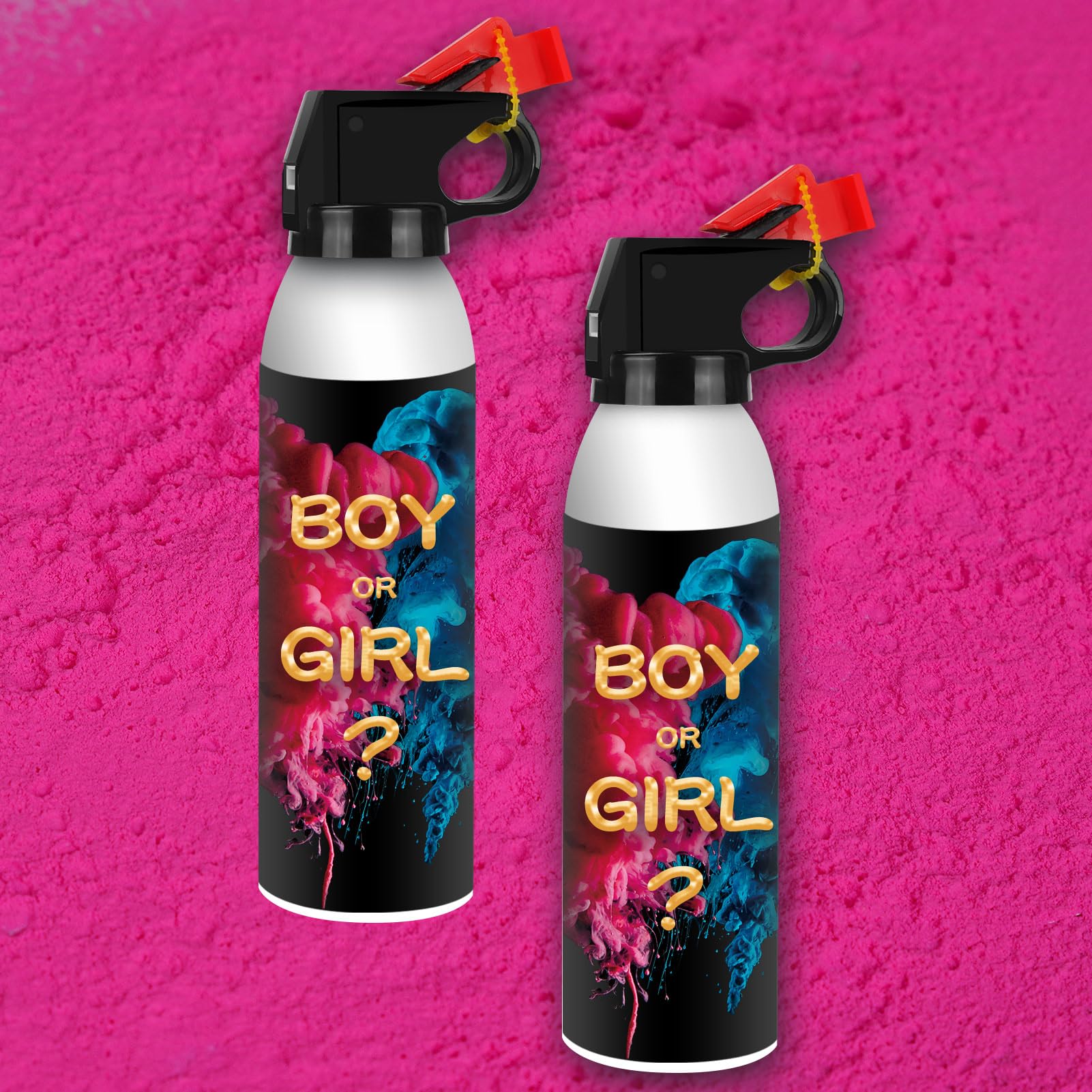 Gender Reveal Fire Extinguisher 2 Pack, Gender Reveal Decor, Baby Girl Reveal Party Ideas 100% Biodegragable for Gender Reveal Decorations（Pink）