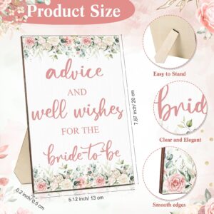 Sintuff 114 Pcs Bridal Shower Favors 1 Advice and Wishes Flowers Wooden Sign 100 Advice for The Bride Cards with 12 Fineliner Ink Pens and 1 PET Bottle Bridal Shower Games for Wedding Reception