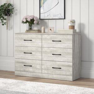 galano elis wooden 6 drawer dresser for bedroom with interlock, modern storage chest dresser for nursery and children, wide closet for kids room, 47.2" w x 15.8" d x 31.5" h, dusty grey oak