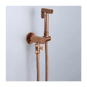 handheld bidet sprayer for toilet,wall mounted cloth diaper sprayer set with cold water,brass toilet bidet sprayer for feminine and baby diaper wash,rose gold