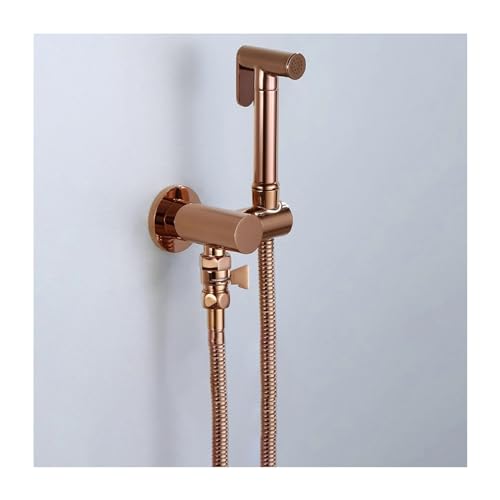 Handheld Bidet Sprayer for Toilet,Wall Mounted Cloth Diaper Sprayer Set with Cold Water,Brass Toilet Bidet Sprayer for Feminine and Baby Diaper Wash,Rose Gold