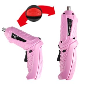 Pink Electric Screwdriver, 3.6V Cordless Drill Screwdriver Rechargeable, 3.5N·m Max Torque Electric Screw with 2 Accessory Kit, Micro USB, Front LED Light, Easy for Small Home Projects