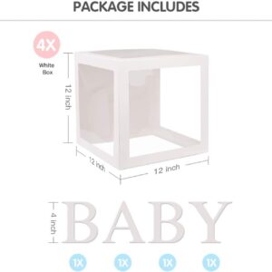 VOVOV Baby Clear Boxes with Letters for Gender Reveal Decorations Transparent Baby Blocks Baby Shower Favor Box Decorations