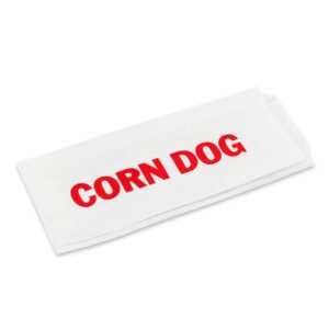 Paper Corn Dog Bags | Party Event Carnival Fair | Classic Red & White Design | 3" x 3/4" x 7" - Pack of 1000