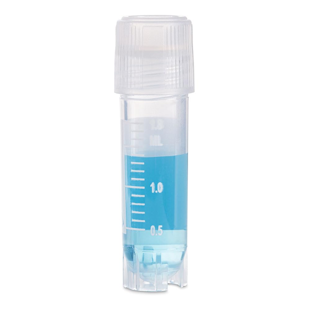 RingSeal Cryogenic Vials, 2.0ml, Sterile, External Threads, Attached Screwcap with O-Ring Seal, Case of 500, Globe Scientific 3032-2