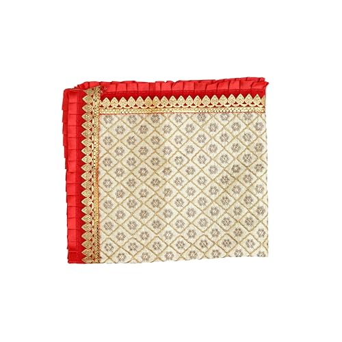 Aditri Creation Set of 1 Large Decorative Red Puja Cloth Fabric Puja Chunari, Pooja Chunar Dupatta (Size :- 29 Inches x 5 Inches) Pooja Items Articles for Decoration for Statue Frame Idol Temple