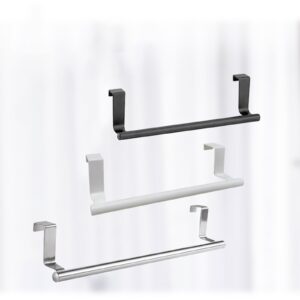 purzen Wall Mounted Towel Rack, Stainless Steel Towel Bar, Anti-Rust Opening Towel Rack with Hook, Suitable for Bathroom, Kitchen,Silver,S