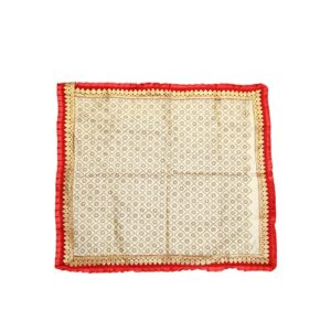 aditri creation set of 1 large decorative red puja cloth fabric puja chunari, pooja chunar dupatta (size :- 29 inches x 5 inches) pooja items articles for decoration for statue frame idol temple