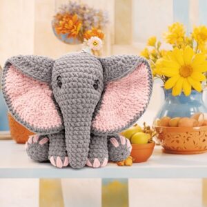 CODGP Crochet Kit for Beginners,13in Crochet Animal Kit Elephant,Crochet Starter Kit Gift for Adults Kids with Yarn Sets,Amigurumi Crochet Kits with Step-by-Step Video Tutorials