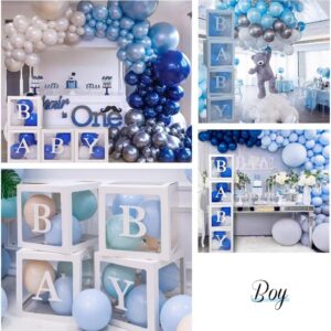 VOVOV Baby Clear Boxes with Letters for Gender Reveal Decorations Transparent Baby Blocks Baby Shower Favor Box Decorations