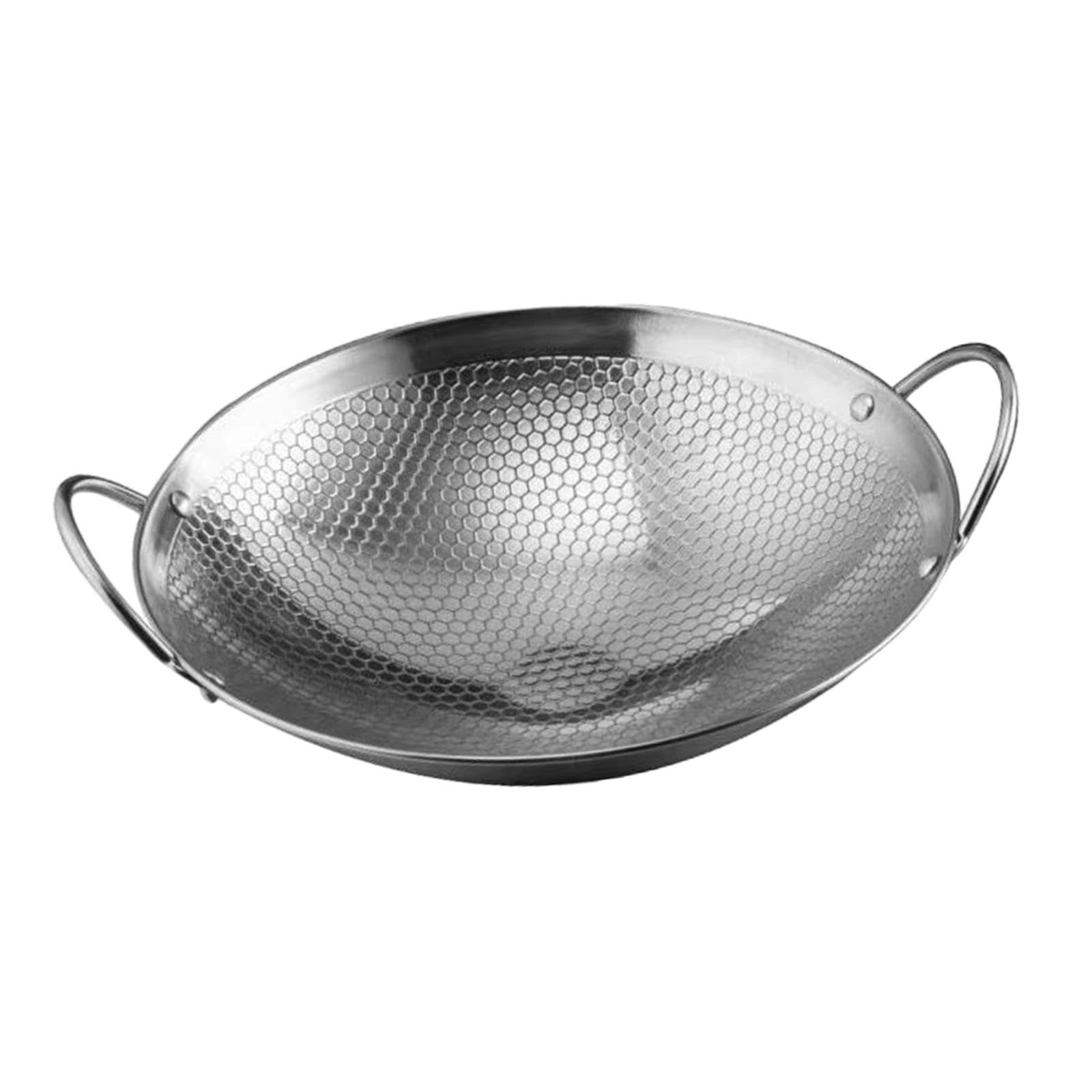 ＫＬＫＣＭＳ Frying Pan, Stainless Steel Wok, Round Bottom Wok, Chinese Wok, Double Ear Wok Pot, Nonstick Skillet Pot, Deep Frying Pan, 8inch