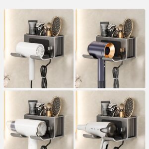 Hair Dryer Holder Wall Mounted, with Individually Removable and Washable Organizer Box, Aluminum Blow Dryer Holder Weight Capacity 10 kg (22 lbs), for Bathroom, Salon, Bedroom Organizers & Storage