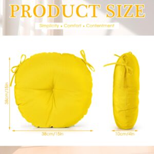 Tinideya 8 Set Outdoor Chair Cushions 15 Inch Round Seat Cushions Waterproof Chair Cushions with Ties for Bistro Patio Garden Furniture(Yellow)