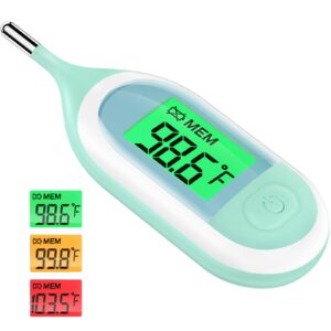 baby thermometer for digital rectal - fast accurate infant thermometer with fever alarm, lcd display and memory function