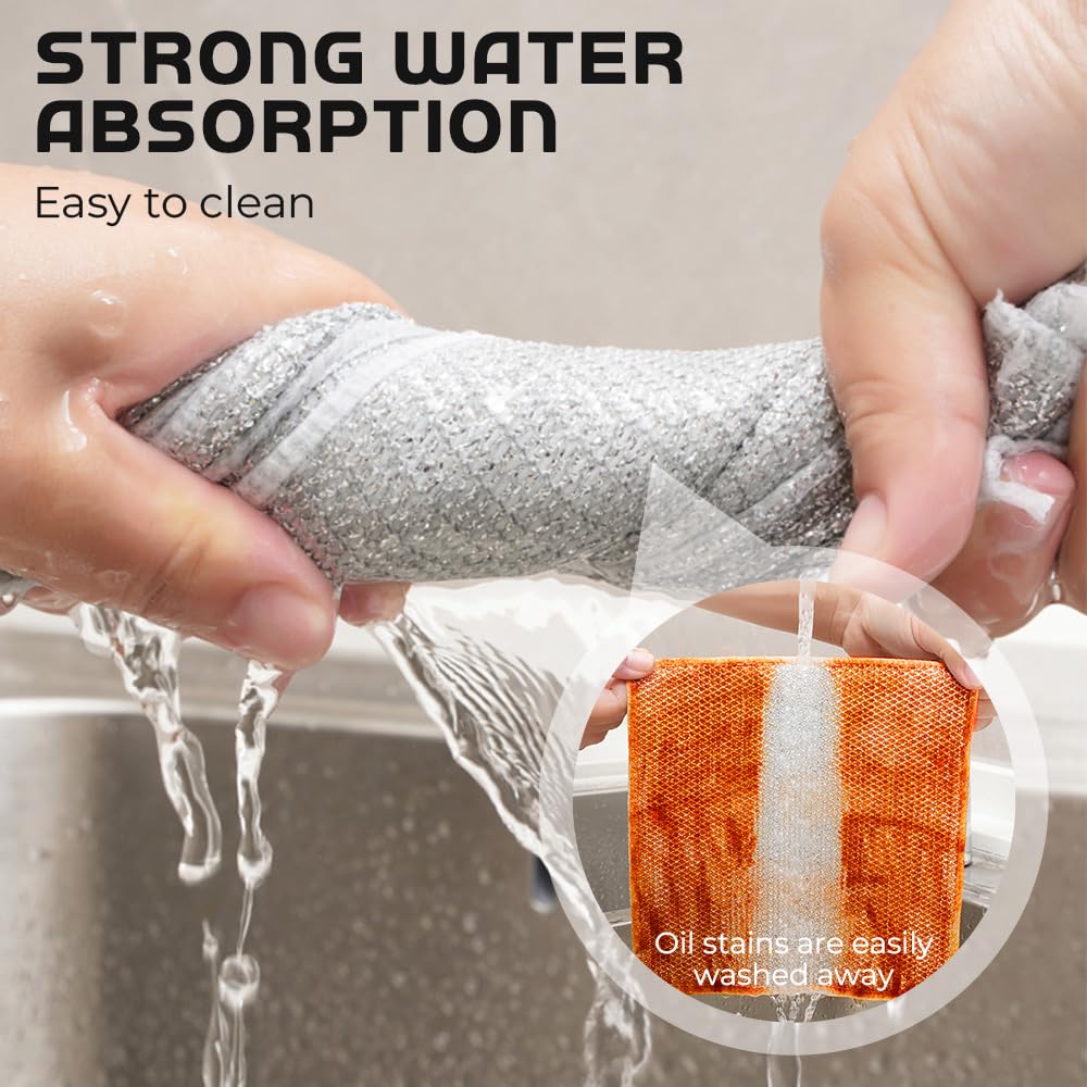 Multipurpose Wire Dishwashing Rags, 2024 New Scrubbing Wire Dishwashing Rags Non-Scratch Wire Dishcloth, Premium Metal Wire Dishwashing Cloth Scrubs Cleans for Dishes, Sinks (5 Pcs)