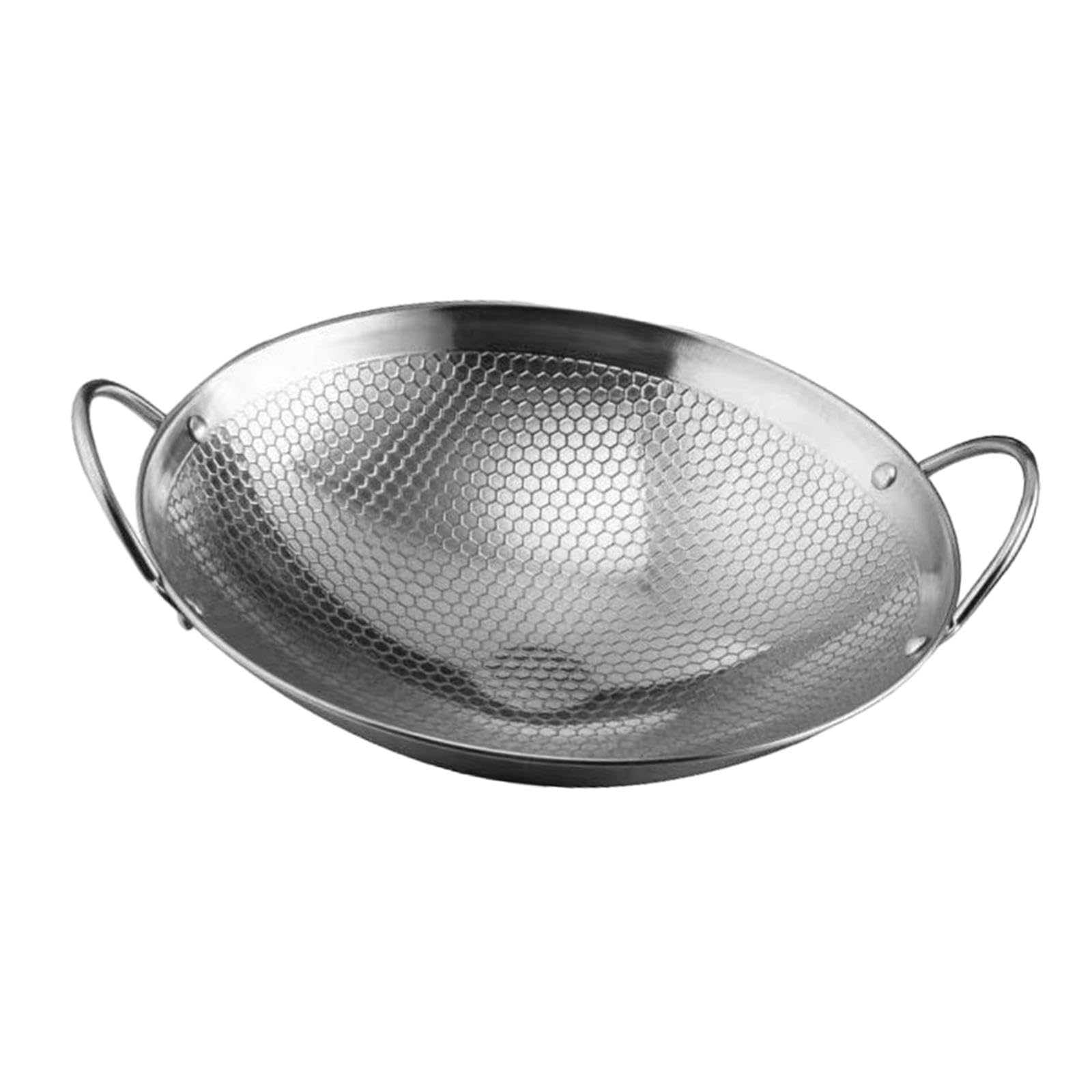 ＫＬＫＣＭＳ Frying Pan, Stainless Steel Wok, Round Bottom Wok, Chinese Wok, Double Ear Wok Pot, Nonstick Skillet Pot, Deep Frying Pan, 8inch