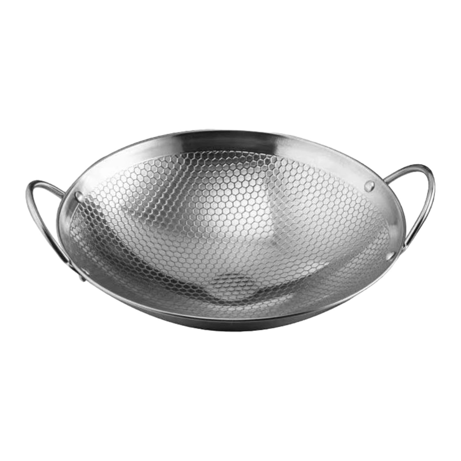 ＫＬＫＣＭＳ Frying Pan, Stainless Steel Wok, Round Bottom Wok, Chinese Wok, Double Ear Wok Pot, Nonstick Skillet Pot, Deep Frying Pan, 8inch