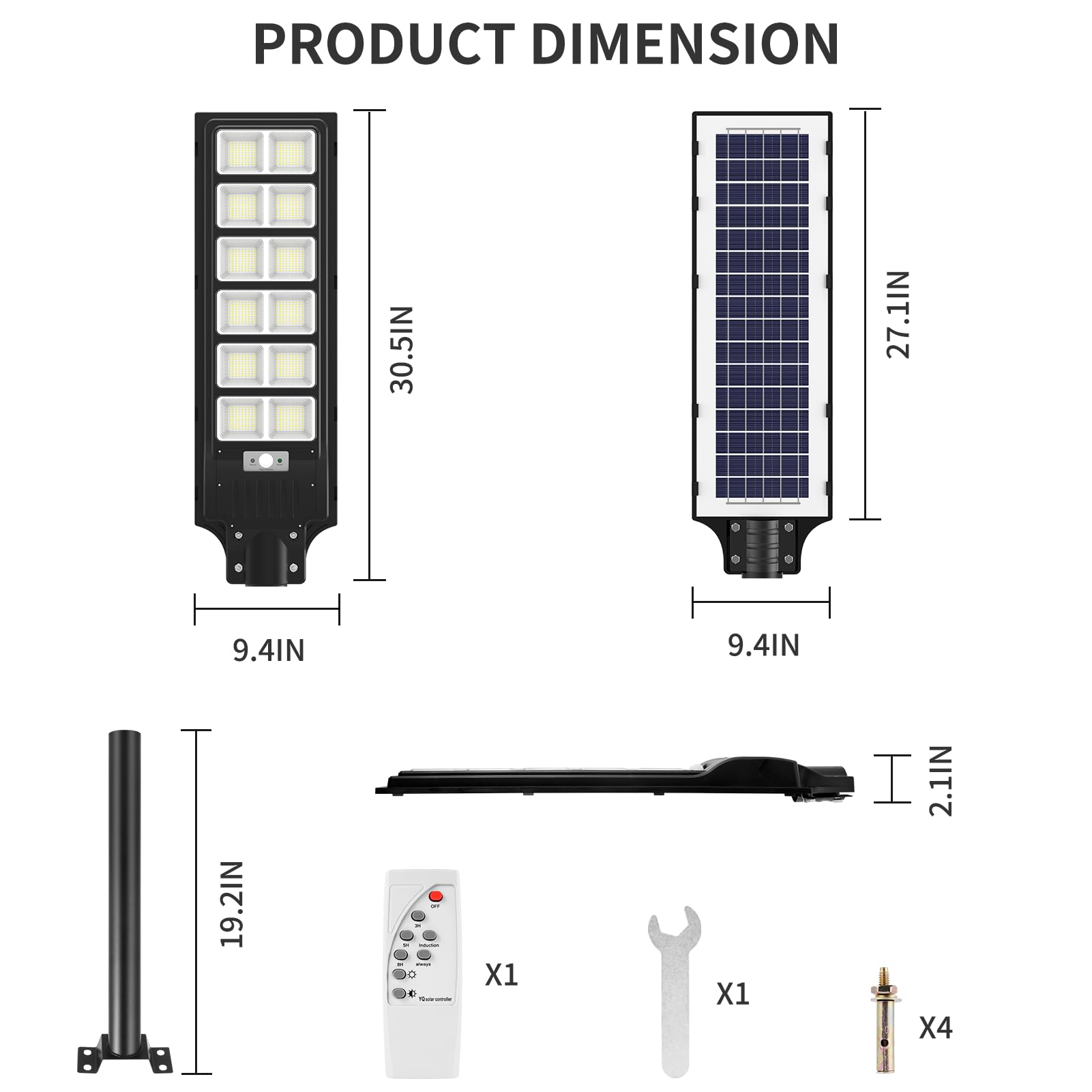 Viugreum 1000W Solar Street Lights Outdoor with Motion Sensor 2 Pack, 1080pcs LED, 6000K IP65 Waterproof Solar Parking Lot Lights, Solar Powered Street Light for Barn, Yard, Street