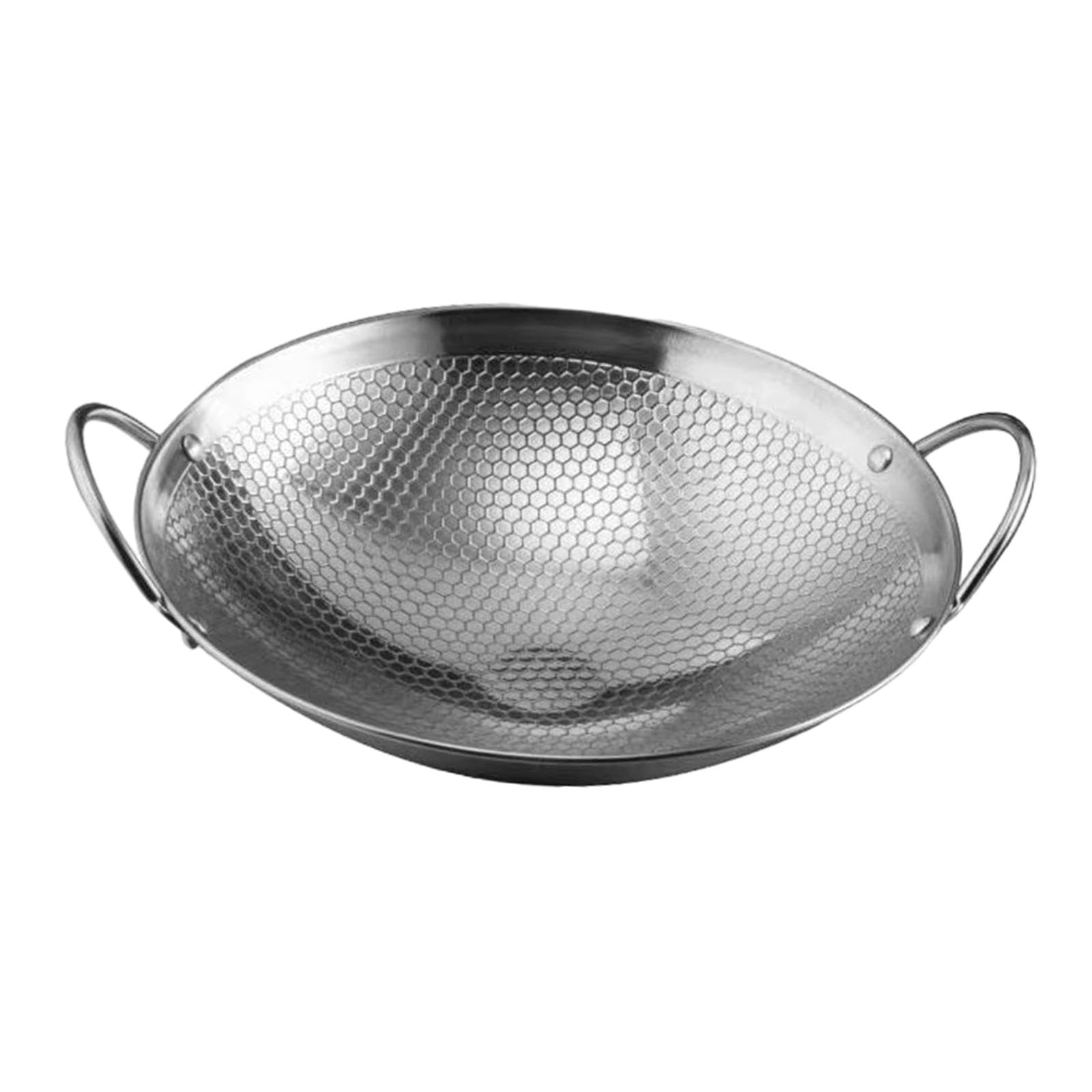 ＫＬＫＣＭＳ Frying Pan, Stainless Steel Wok, Round Bottom Wok, Chinese Wok, Double Ear Wok Pot, Nonstick Skillet Pot, Deep Frying Pan, 8inch