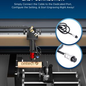 OMTech Laser Rotary Attachment with Nema 23 2-Phase Stepper Motor for 50W 60W 80W 100W 130W CO2 Laser Engraving Machines K40 Rotary Tool Accessory Kit for Wood Metal and More