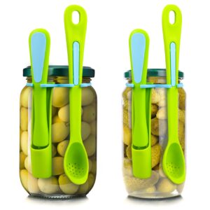 pickle fork 2 pack olive spoon and pickle fork grabber tool, pickle picker for the jar, kitchen gadget to remove pickles or olives from jar