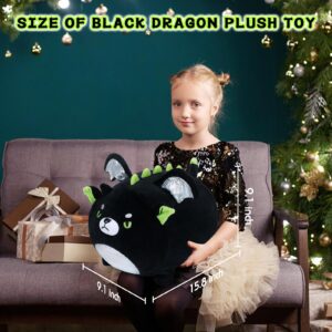 Dragon Plush Toy-16'' Black Dragon Stuffed Animal, Cool Plushie Stuffed Animals Giant Dragon Plush, Cute Black Dragon Pillow Hugging Pillow Cushion Soft Kawaii Plush Toy Big Stuffed Animals