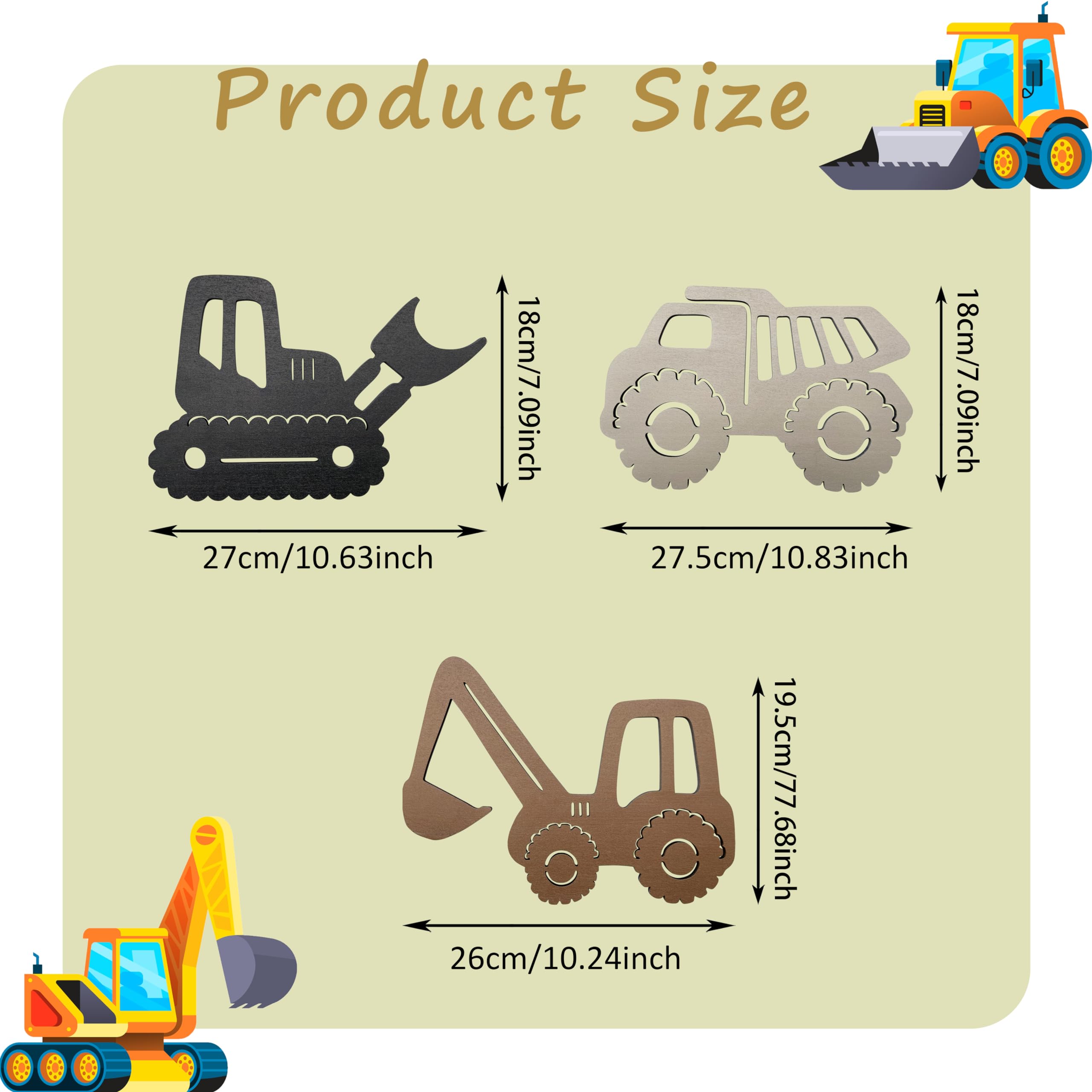 Construction Trio Nursery Wall Decor Wooden Construction Vehicles Decor Kids Room Wall Decor Kids Room Decor Nursery Playroom Wall Decor for Boys