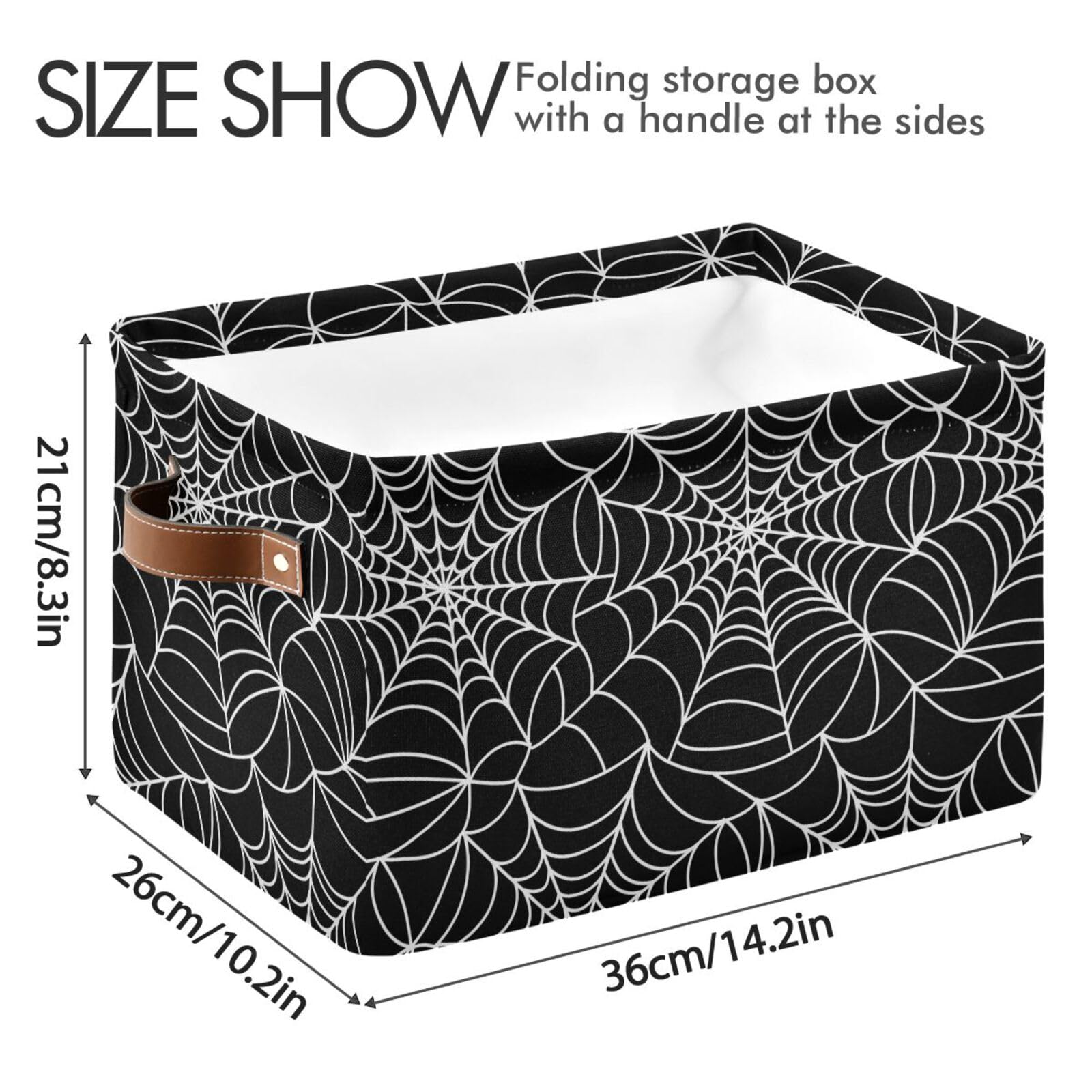 Halloween Spiderweb Large Storage Basket Cube Storage Bin Canvas Fabric Organizer Handles Collapsible Decorative for Clothes Toys Bedroom