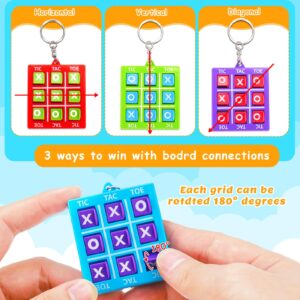 16 Pcs Tic Tac Toe Keychains Birthday Party Favor Goodie Bags Stuffers for Kids 4-8 8-12 Boy Girl Teen Treasure Chest Box School Classroom Return Gifts Prizes Reward Goody Christmas Pinata Filler Bulk