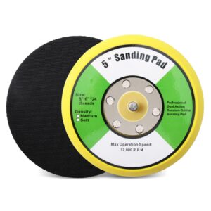 shiningeyes 1pcs 5in hook and loop flexible backing pad, 5" sanding back pad 5/16" 24 thread for air orbital sander and pneumatic polisher