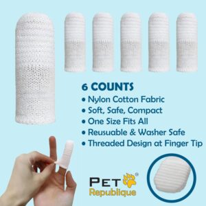 Pet Republique Soft Fabric Finger Toothbrush Kit for Dogs and Cats – Washable & Reusable (6 Count)