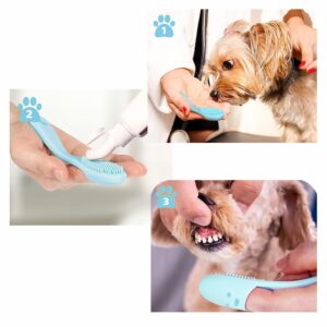 Pet Republique Finger Toothbrush with Handle for Dogs and Cats – Super Soft Silicone, Finger Insert Style (3-Count)