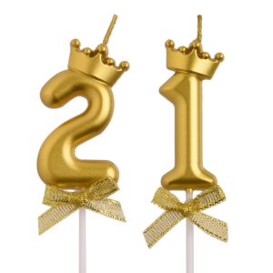 aoolada 21st birthday candles, gold 21 year old number birthday candles, happy birthday cake topper gifts party decorations for men women