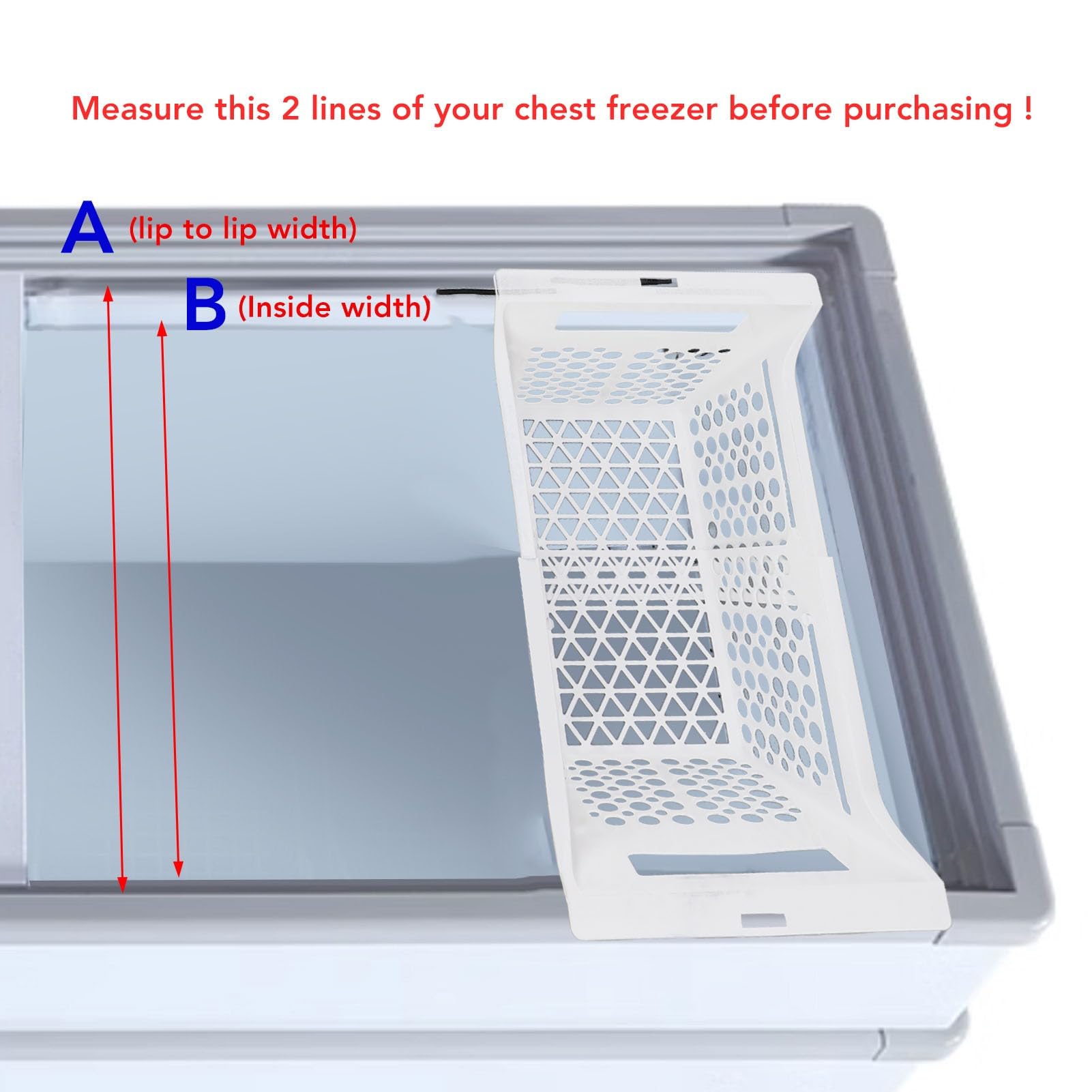 TOPINCN Freezer Storage Organizer Baskets with Handle PP Chest Freezer Basket Expandable Deep Freezer Organizer Bin Heavy Load Chest Freezer Accessory for Kitchen (L)