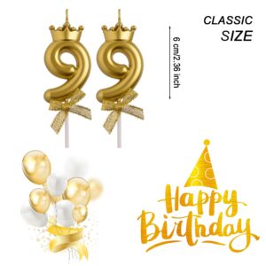 AOOLADA 99th Birthday Candles, Gold 99 Year Old Number Birthday Candles, Happy Birthday Cake Topper Gifts Party Decorations for Men Women