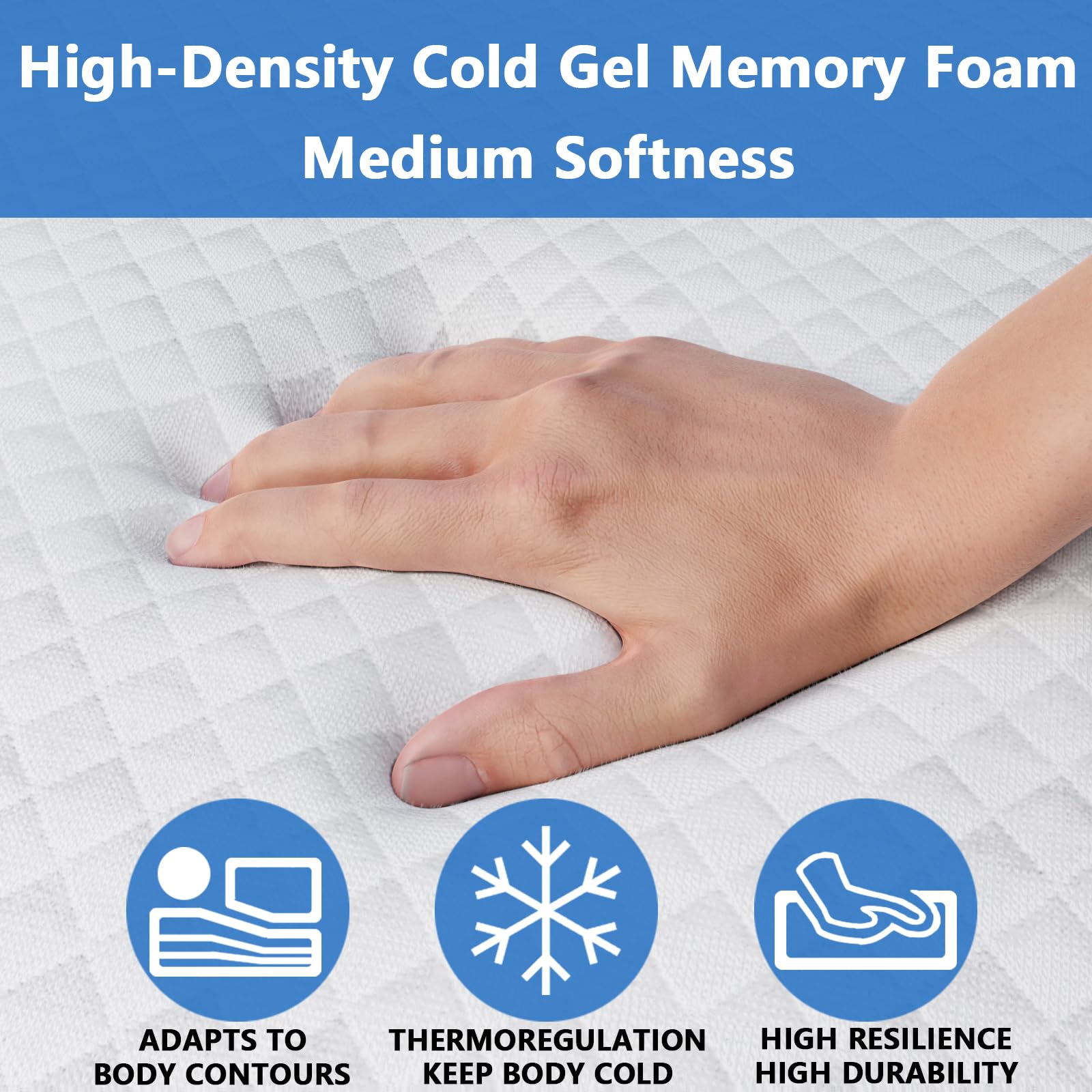 Rhyme source 4.5 Inch Cold Gel Memory Foam Sofa Bed Mattress Replacement for Sleeper Sofa and Couch Beds Queen Size Sofa CertiPUR-US Certified (Sofa Not Included)