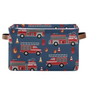 fire trucks large storage basket cube storage bin canvas fabric organizer handles collapsible decorative for clothes toys bedroom