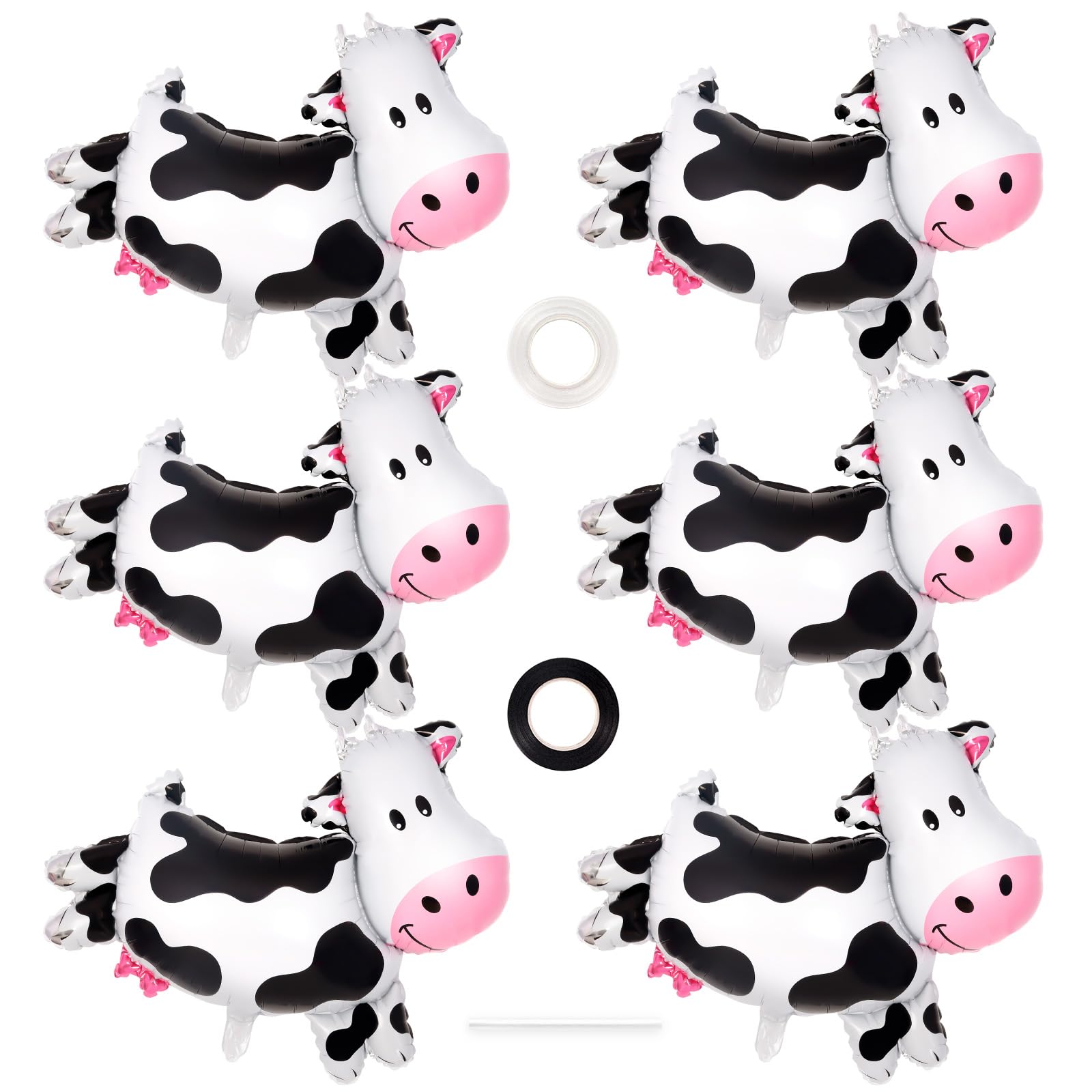 6 Pcs Cow Balloons,Cow Shape Mylar Foil Balloon,Cow Print Balloons Farm Animal Balloons for Birthday Party Baby Shower Farm Animal Theme Party Decorations Supplies