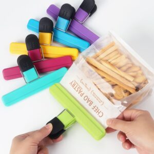 6 Pack Large Chip Bag Clips Assorted Color Food Bag Clips Plastic Heavy Duty Seal Grip, 6 x 3.5 Inch