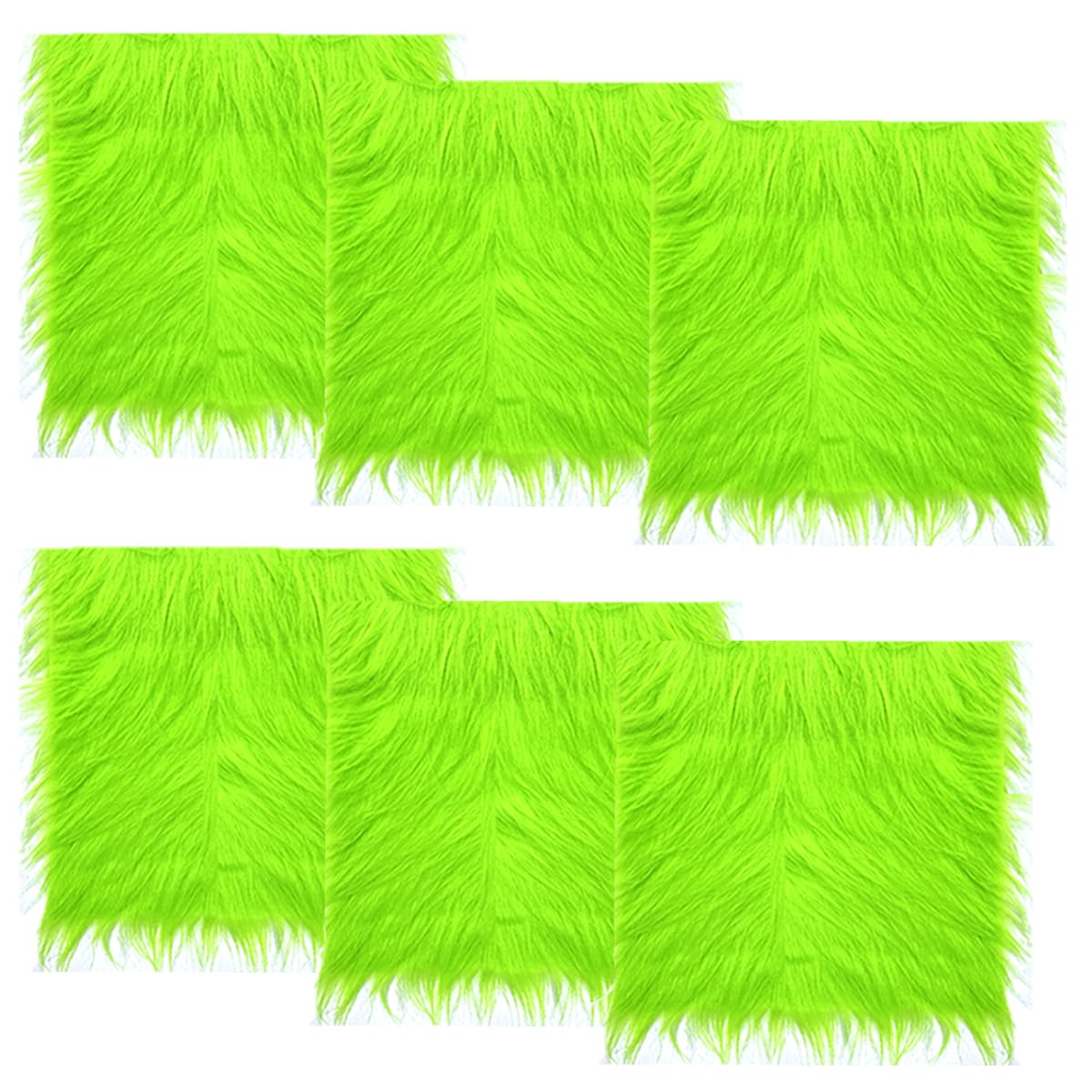 Faux Fur Fabric Christmas Winter Squares Shaggy Fur Fabric Patches Green 10x10 Inch for DIY Craft Hobby Halloween Winter Costume Decoration