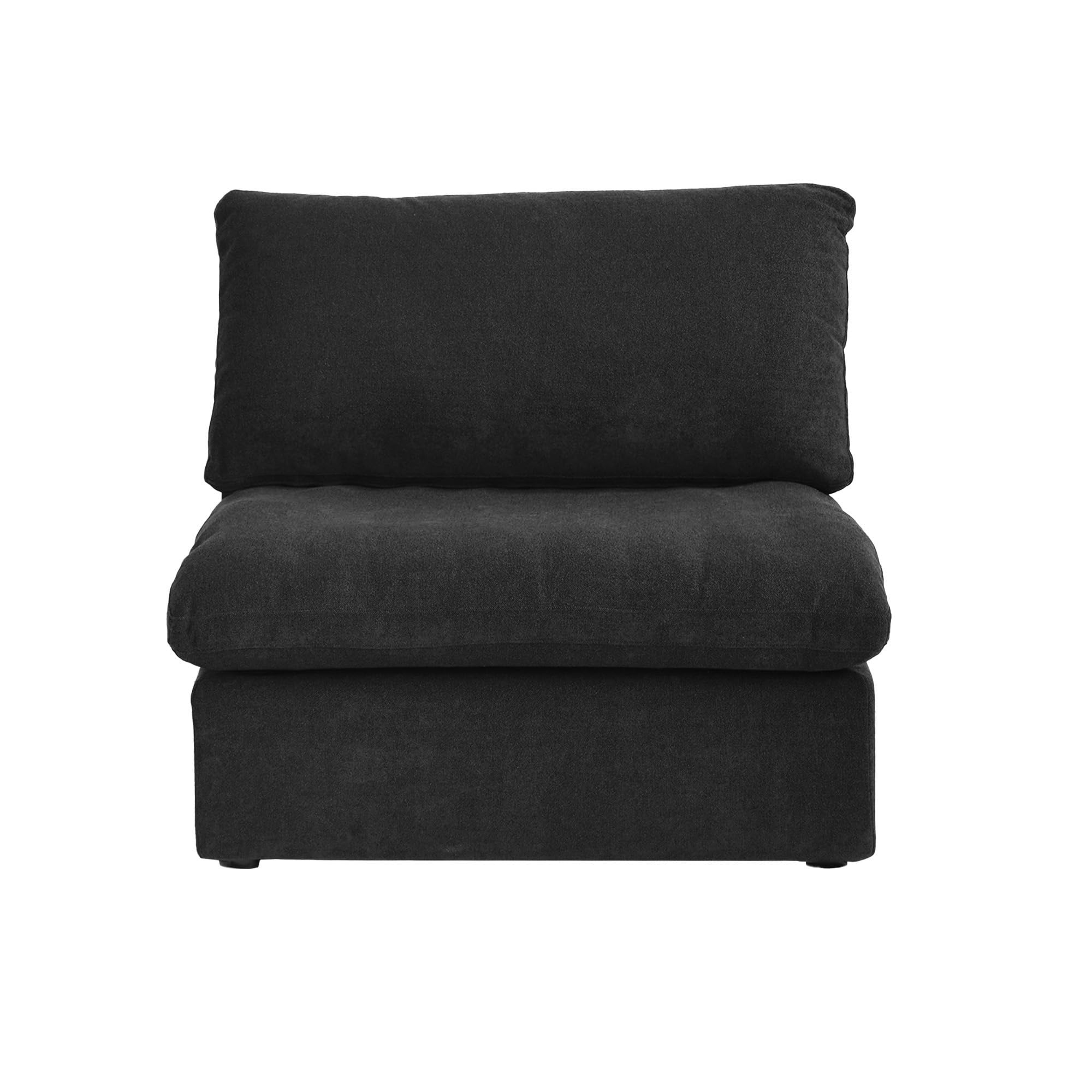 Down Filled Middle Seat,Cloud Modular Sectional Sofa,Minimalist Wide Deep Seat Couches for Office Apartment(Black)