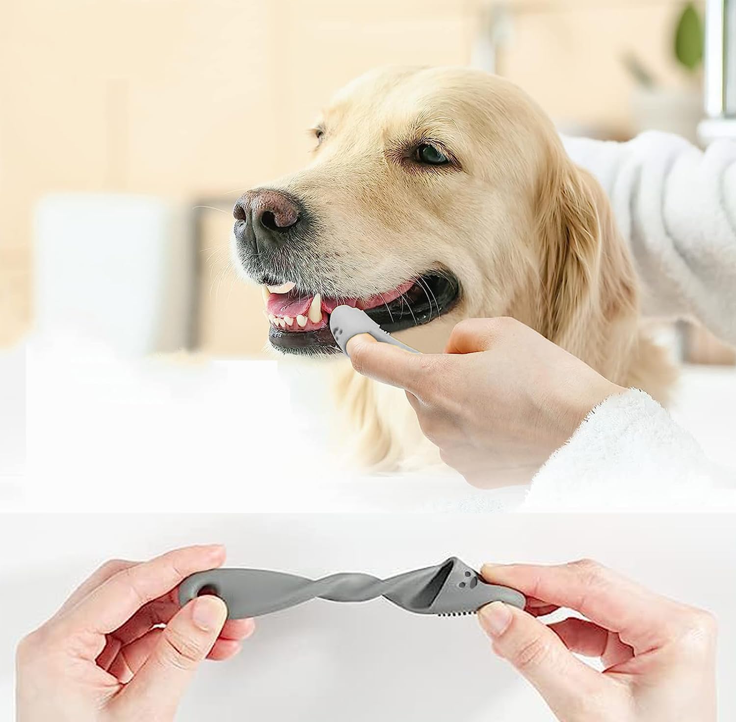 Pet Republique Finger Toothbrush with Handle for Dogs and Cats – Super Soft Silicone, Finger Insert Style (3-Count)