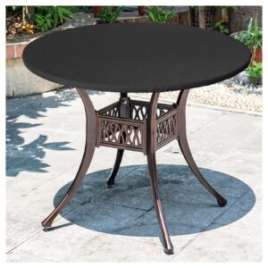 zudksuy patio furniture covers 48 x 4 600d outdoor garden round table top cover fits round patio furniture up to 46" - 48" in diameter black patio round table cover