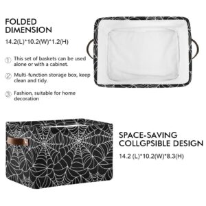 Halloween Spiderweb Large Storage Basket Cube Storage Bin Canvas Fabric Organizer Handles Collapsible Decorative for Clothes Toys Bedroom