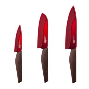 cambridge eri10ddrdri6bm robert irvine 6 piece cutlery set, wood/red