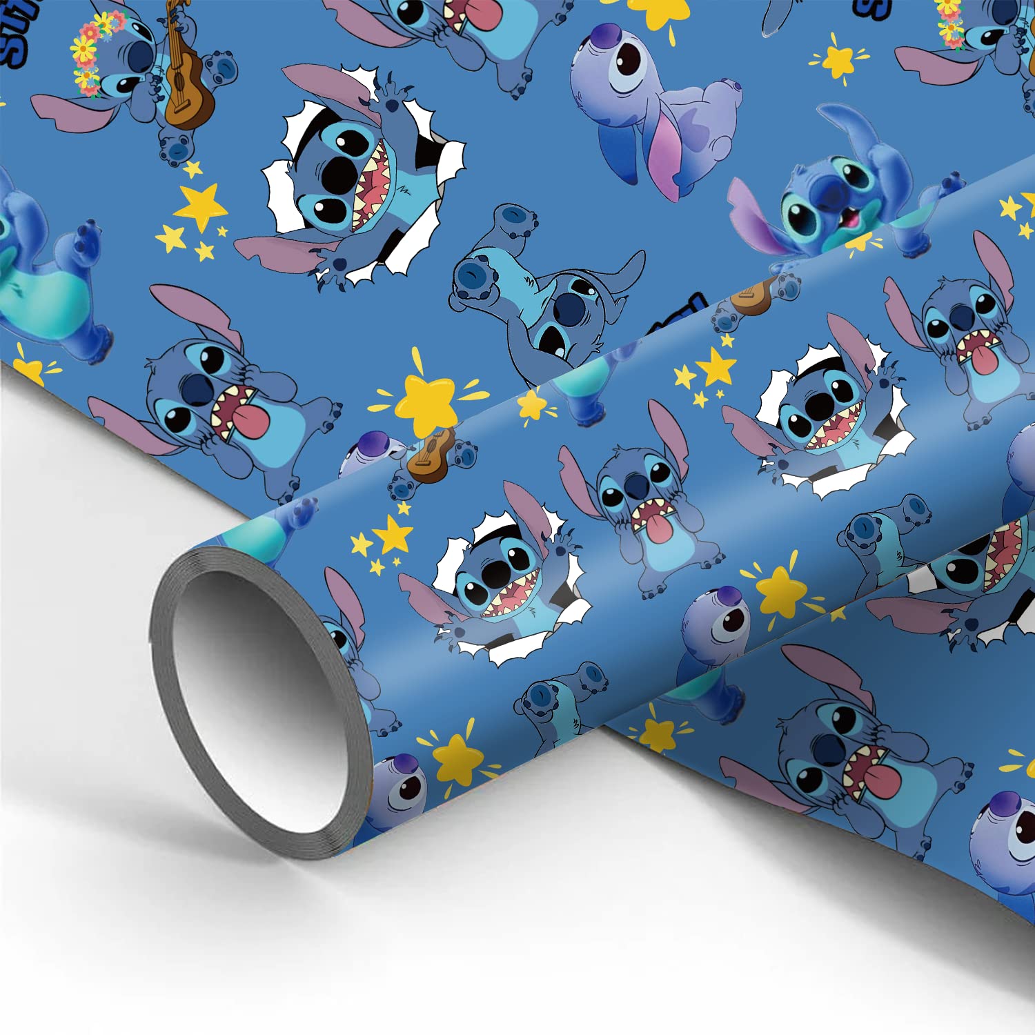 EYQQM Wrapping Paper 2 Roll 17" x 118" Gift Wrapping Paper Durable Mini Roll Surprises Gift Wrap Pack for Kids Birthday, Party Storage Festive Decoration (Blue)