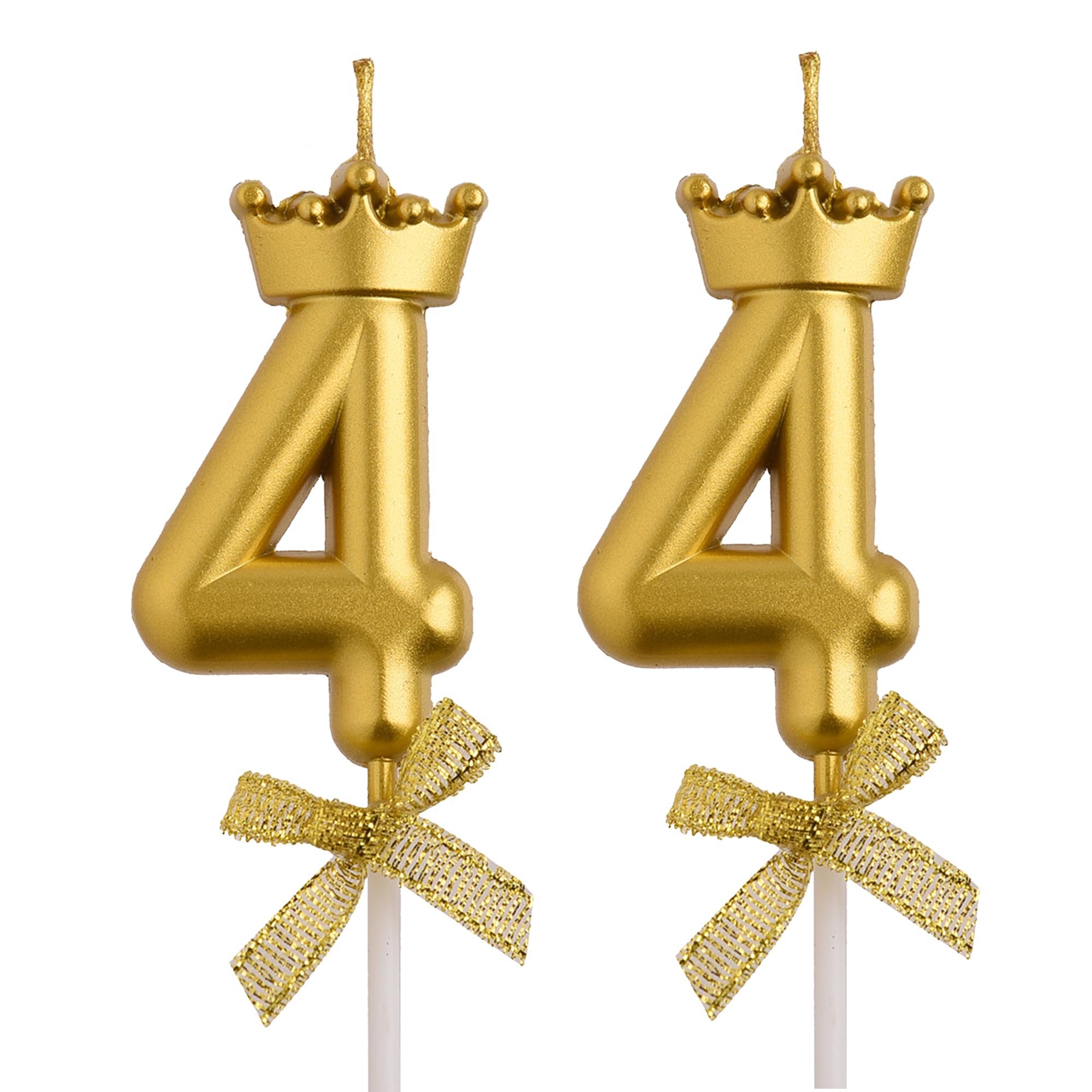 AOOLADA 44th Birthday Candles, Gold 44 Year Old Number Birthday Candles, Happy Birthday Cake Topper Gifts Party Decorations for Men Women