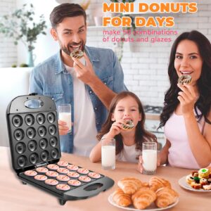 Mini Donut Maker, 16 Holes Small Doughnuts Maker Machine, Mini Pancake Maker for Kid-Friendly Breakfast, Snacks, Desserts & More with Non-stick Surface, Double-sided Heating