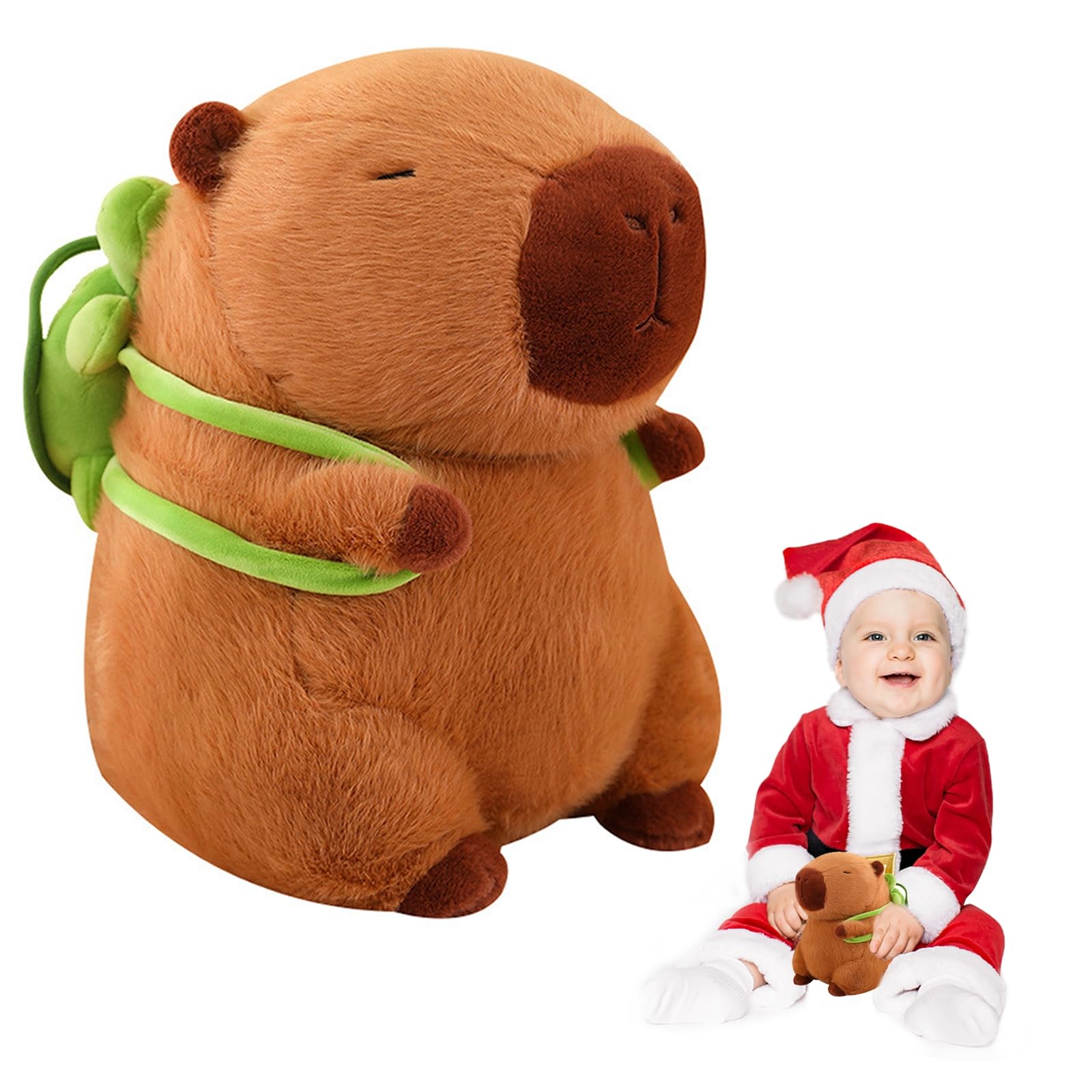 Emoin Capybara Plush Toys Kawaii Capybara Plushies with Turtle Backpack Soft Brown Capybara Stuffed Animals Capybara Gifts Doll Pillow for Baby Boys Girls Toys - 9Inch